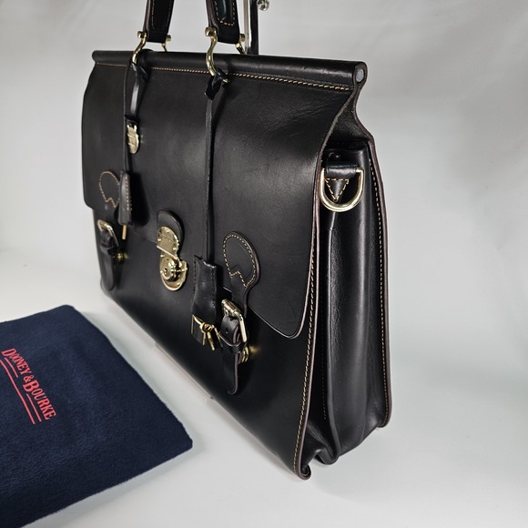 Dooney & Bourke Double Gusset Black Leather Briefcase - Picture 7 of 16